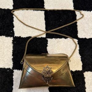 Antique Brass Envelope Pillow Purse Hard